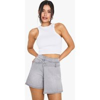 Womens Tall Denim Skort - Grey - 14, Grey | Boohoo.com (UK & IE)