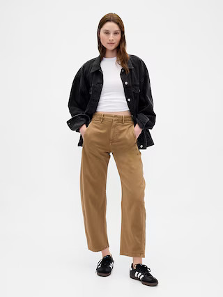 Mid Rise Twill Barrel Pants | Gap (US)