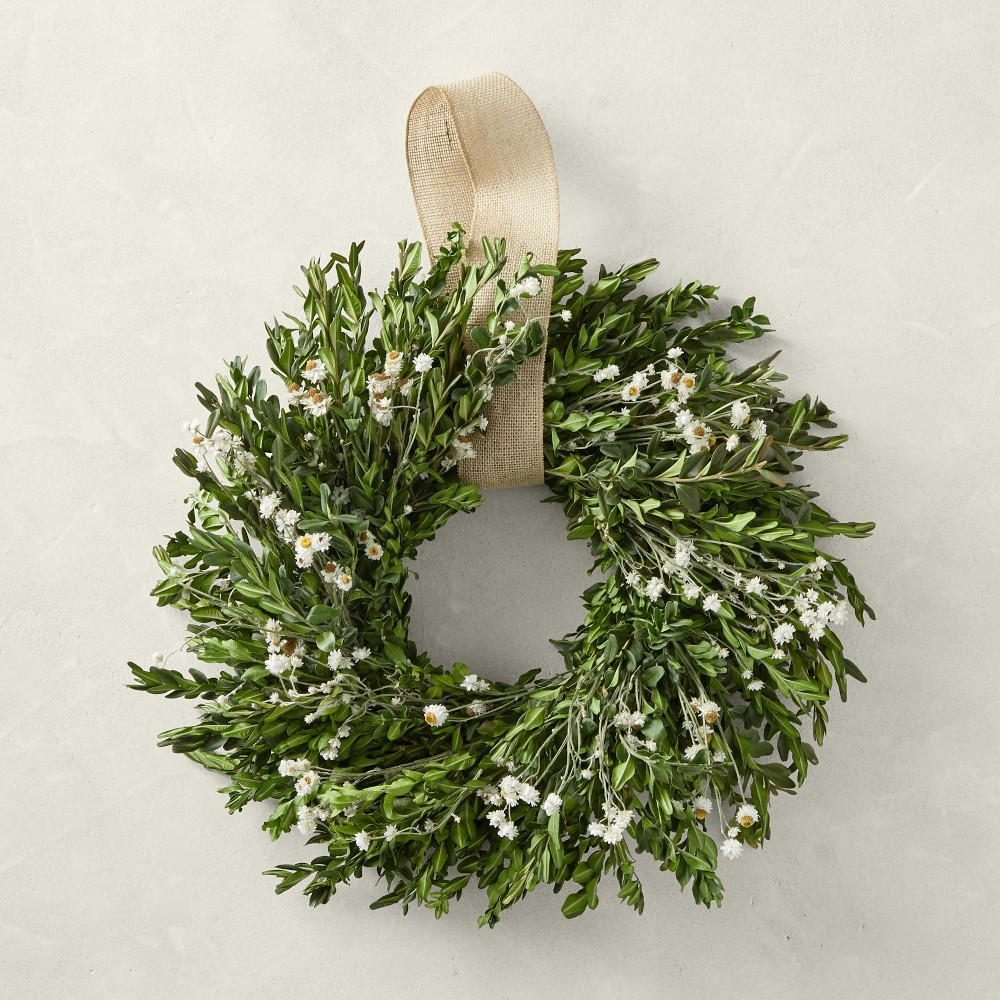 Field of Daisies Live Wreath, 20" | Williams-Sonoma
