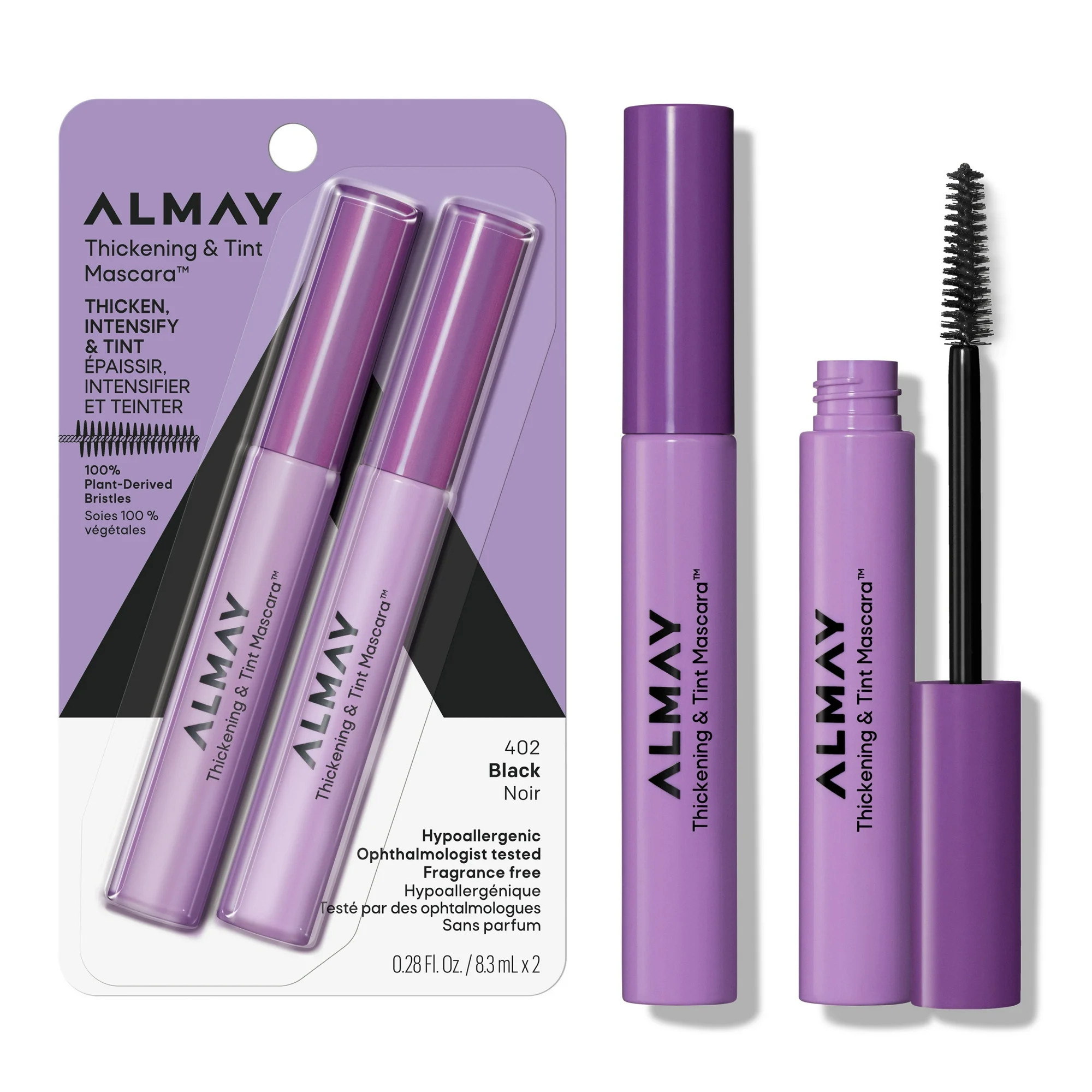 Almay Thickening & Tint Hypoallergenic Volume Mascara, 402 Black, 2 count | Walmart (US)