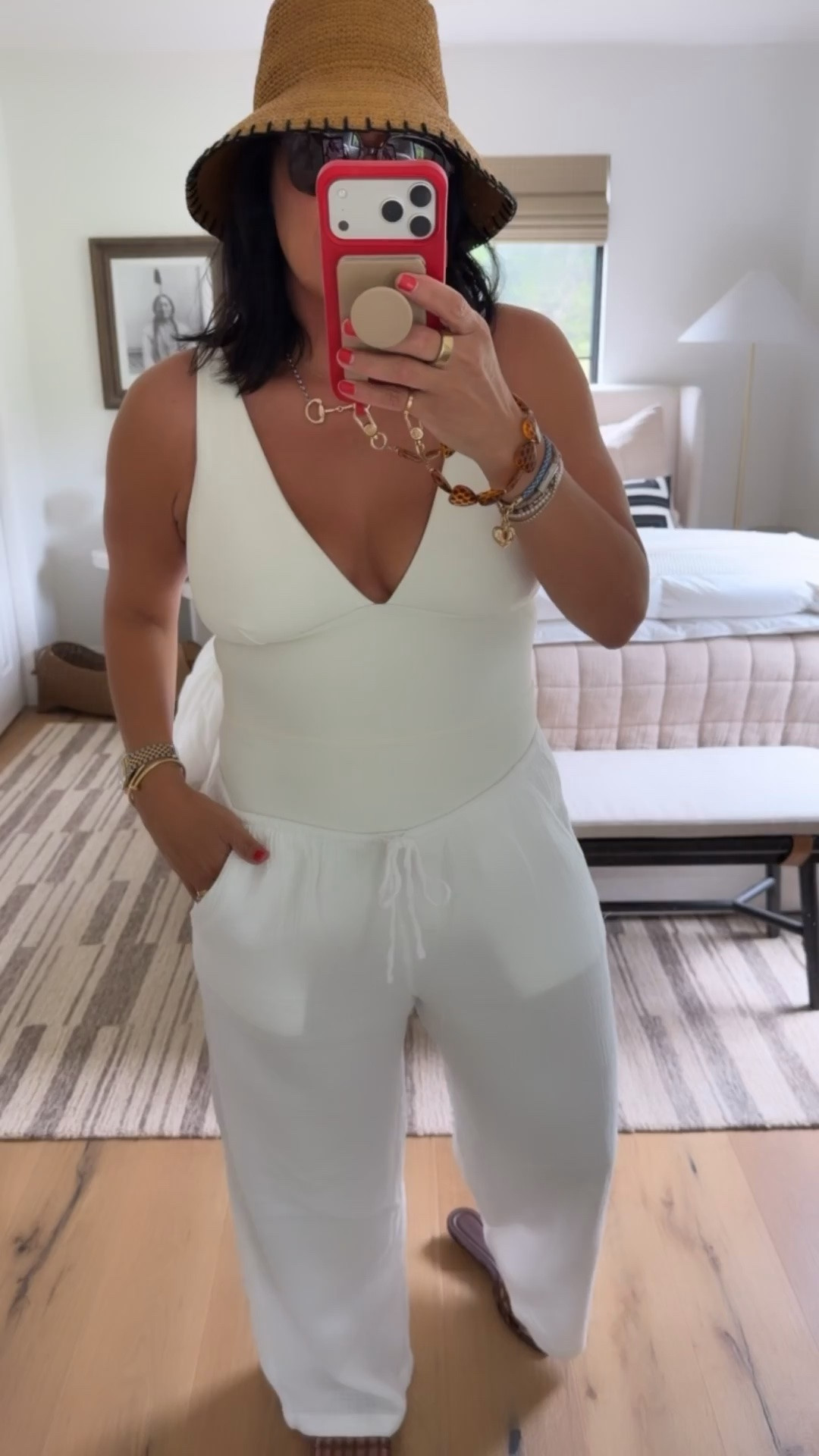 Top size medium, swimsuit size large (I always size up in swimsuits), pants size medium, shoes fit tts.

#LTKOver40 #LTKMidsize #LTKSwim
