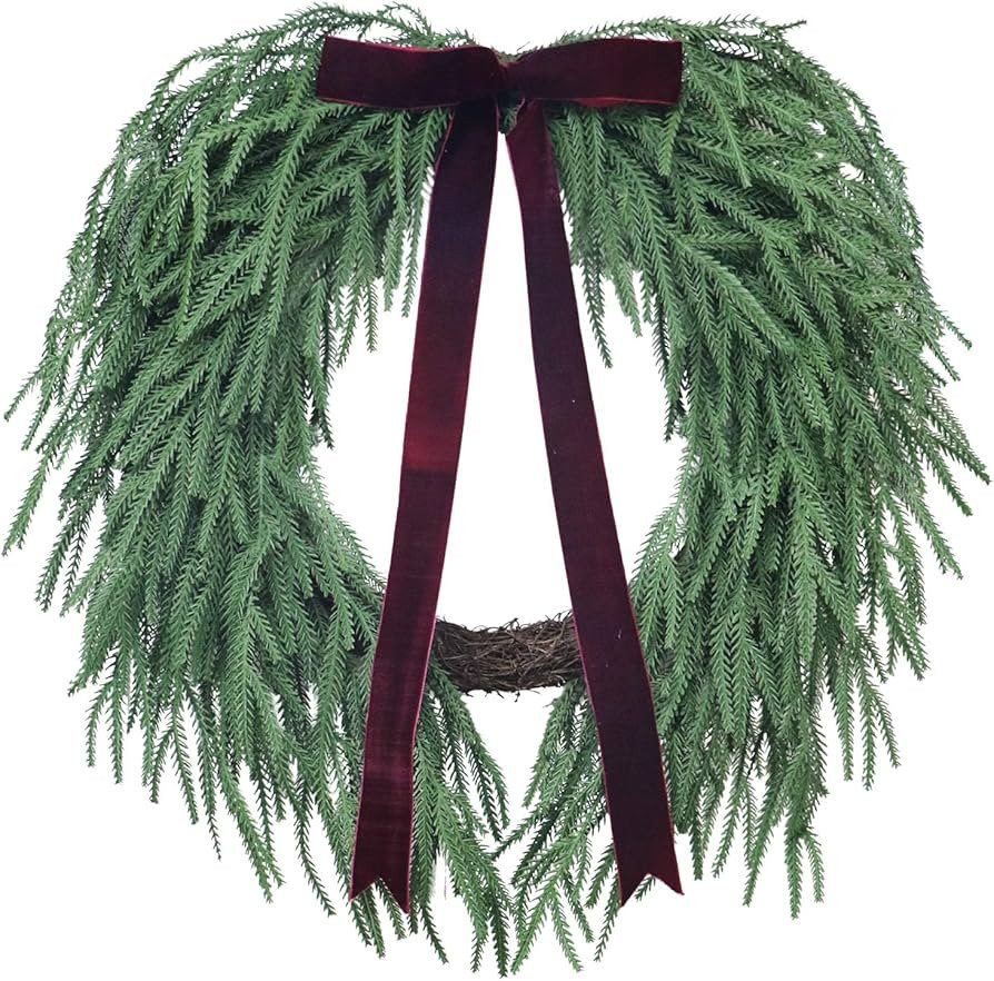 Elegant Christmas Wreath for Front Door, Artificial Pine Wreath with Soft PVC Needles, Realistic ... | Amazon (US)