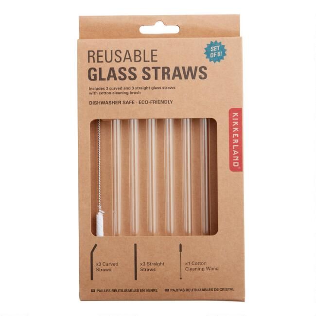 Kikkerland Glass Reusable Straws 6 Pack | World Market