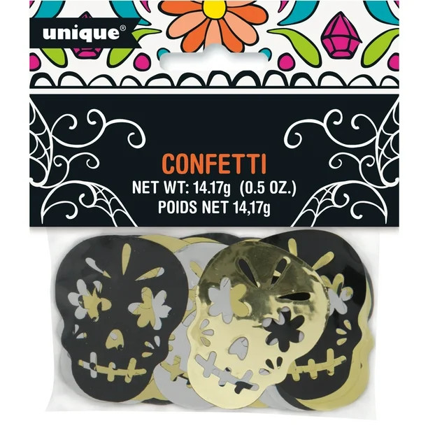 Gold, Silver, & Black Skull Day of the Dead Foil Confetti, 0.5oz | Walmart (US)