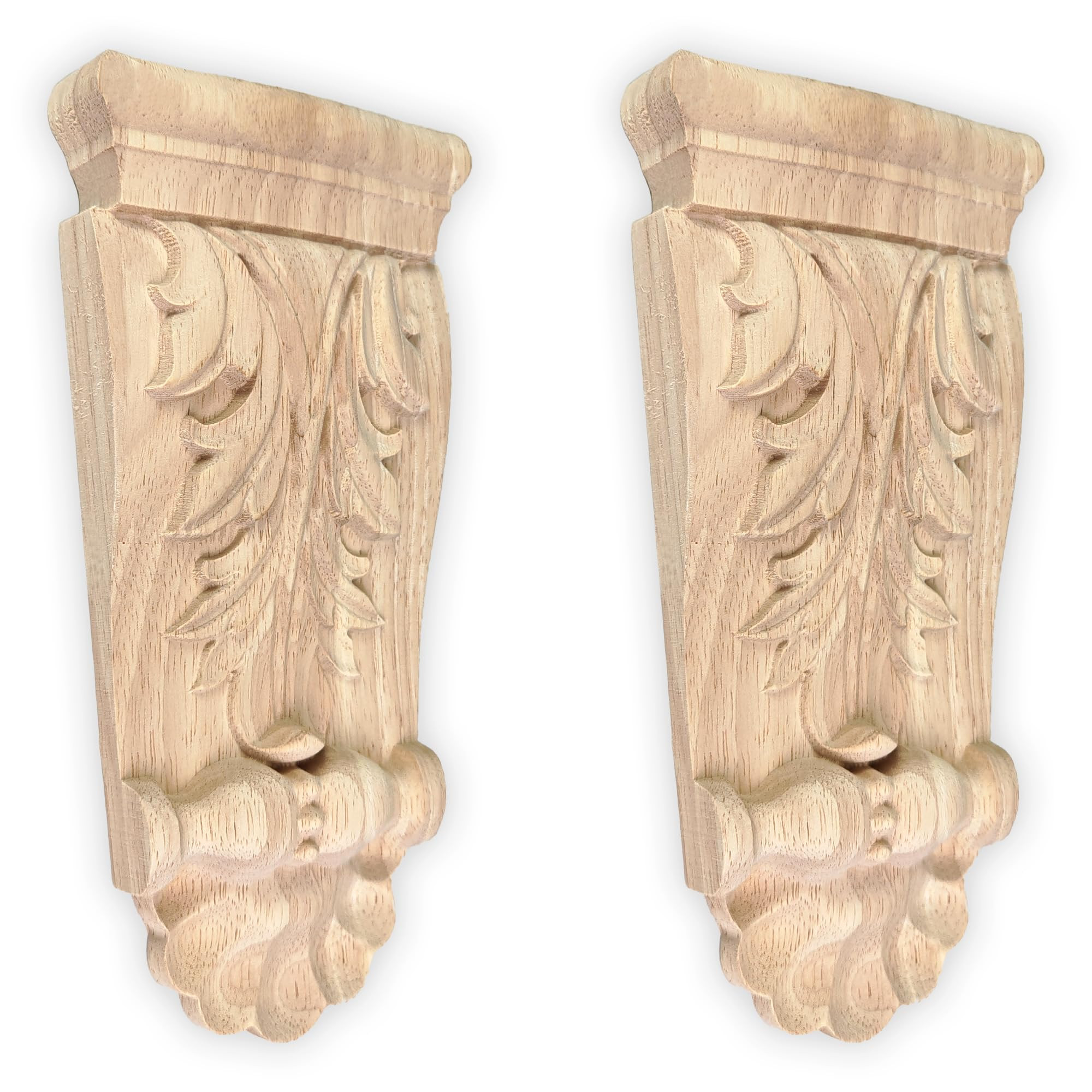 2PCS Unpainted Natural Solid Wood Carved Corner Onlay Applique 9.4x4.7 Inch Vintage Home Decor De... | Amazon (US)
