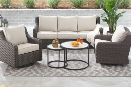 The River Oaks 5-piece outdoor furniture set. I bought this last year in a slightly different color way. It’s at the lake and we use it so much!
kimbentley, deck furniture, porch, outdoor furniture,

#LTKSeasonal #LTKHome #LTKParties