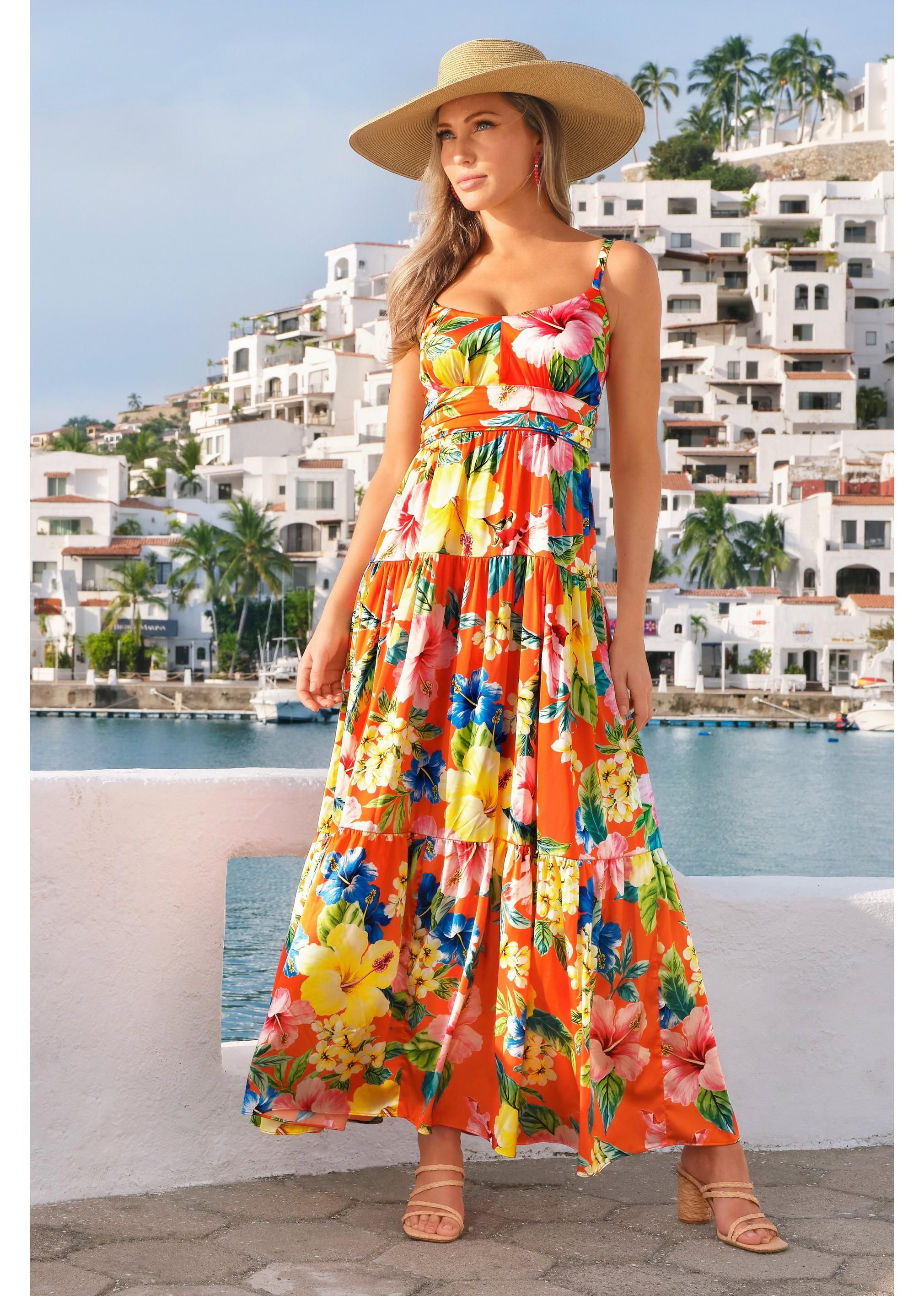 Tropical Capri Tiered Maxi Dress | Boston Proper