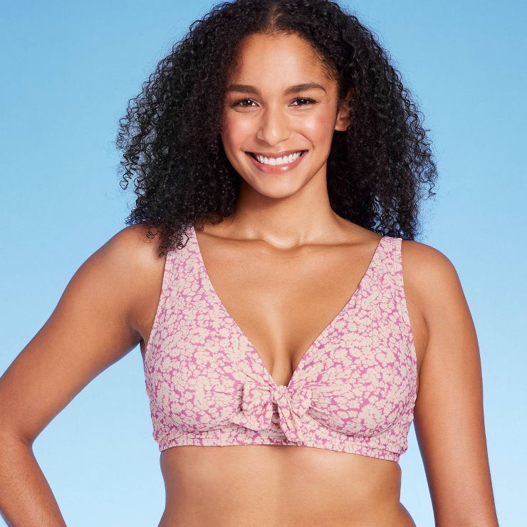Women's Floral Print Underwire Bikini Top - Kona Sol™ Pink | Target