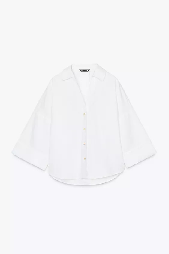 WIDE SLEEVE LINEN SHIRT | Zara US