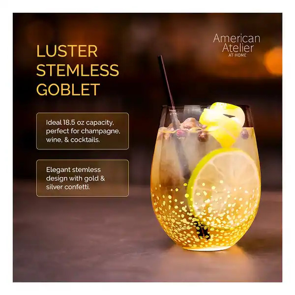 American Atelier Luster Stemless Wine Goblet Set of 6 - 16 oz. | Bed Bath & Beyond