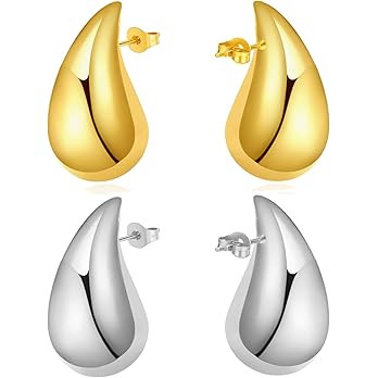 KWUNCCI Chunky Gold Hoop Earrings for Women, Earring Dupes Teardrop Earrings for Women, Lightweig... | Amazon (US)