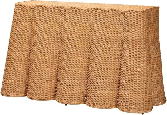 bali & pari Palm Bohemian Honey Scallop Rattan Console Table | Amazon (US)