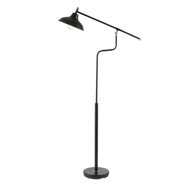 Globe Electric Carlton 63" Matte Black Floor Lamp with Antique Brass Accents, 67356 | Walmart (US)