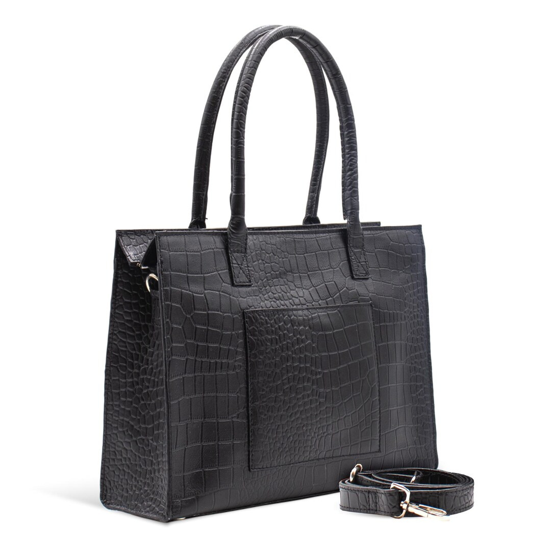 Faux Crocodile Leather Tote Bag: Handmade Structured Cowhide Laptop Purse - Etsy Netherlands | Etsy (US)