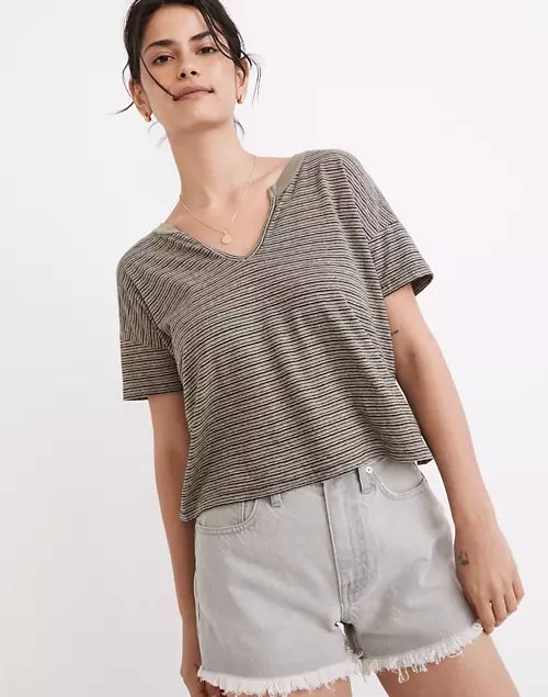 Hemp-Cotton Split-Neck Crop Tee | Madewell