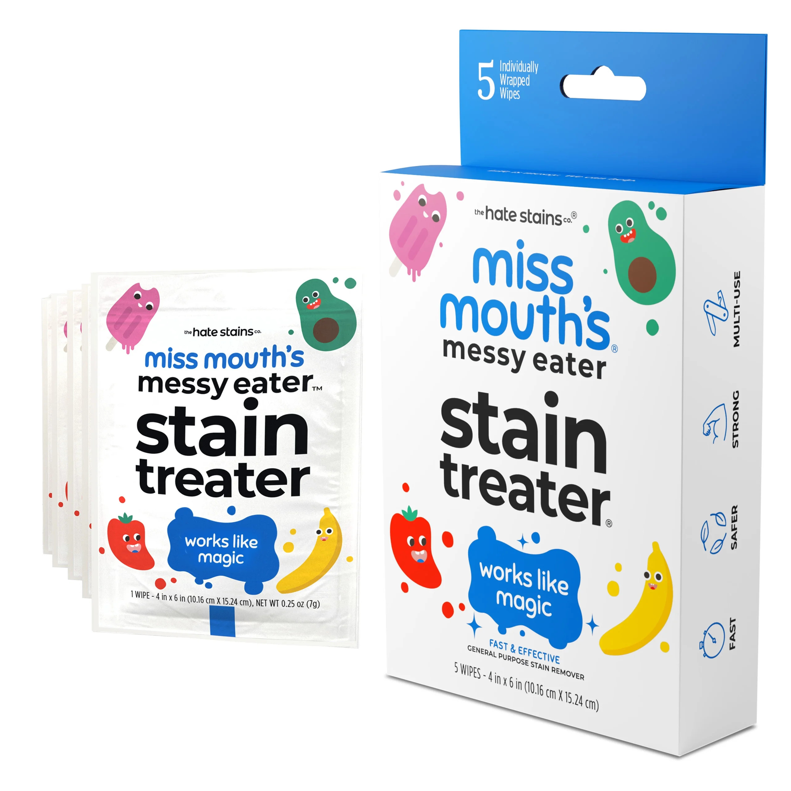Miss Mouth's Messy Eater Stain Treater Wipes for Baby & Kids, 5 Pack, Newborn & Baby Essentials, ... | Walmart (US)