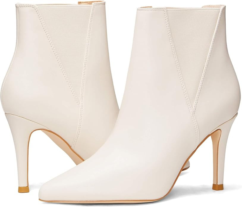 Coutgo Women's Pointed Toe Ankle Boots Elastic Chelsea Stiletto Heel Booties Slip On Dress Sexy S... | Amazon (US)