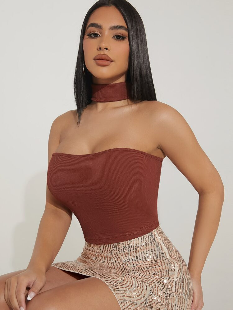 SHEIN SXY 2 Ways Ribbed Knit Crop Top | SHEIN