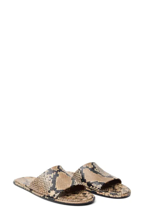 MANGO Snake Embossed Slide Sandal in Beige at Nordstrom, Size 7.5Us | Nordstrom