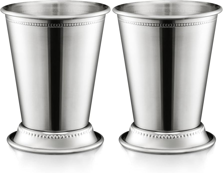ZEAYEA Set of 2 Mint Julep Cups, Classic Stainless Steel Glasses for Party Bar Home Restaurant, 1... | Amazon (US)