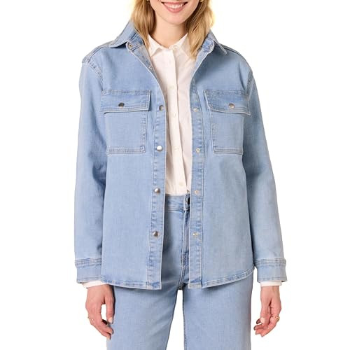 Amazon Essentials Women's Oversized-Fit Heavyweight Denim Shirt Jacket, Light Wash, Small | Amazon (US)