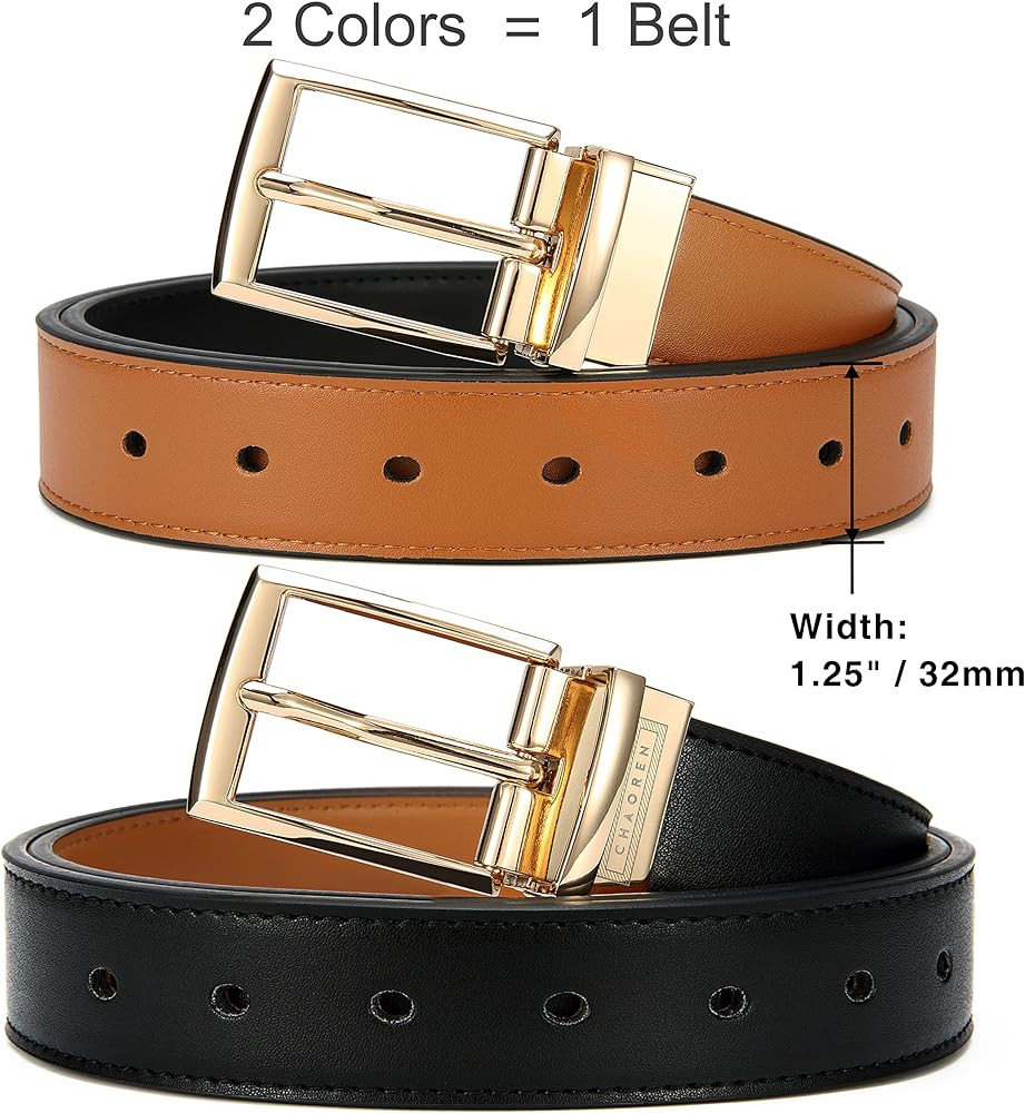 Reversible Belt for Women, CR 1.25" Womens Leather Belt for Jeans Pants Black & Brown, Trim to Fi... | Amazon (US)