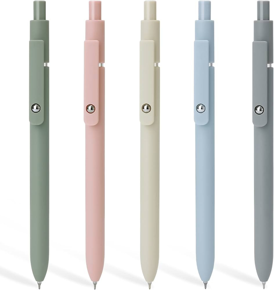 FIOVER 5pcs Gel Pens Quick Dry Ink Pens Fine Point Premium Retractable Rolling Ball Gel Pens Blac... | Amazon (US)