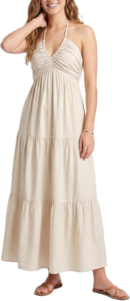Women's Casual Halter Tiered Vacation Maxi Dress with Pockets | Amazon (US)