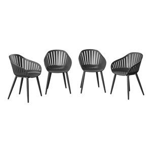 International Home Miami Corp Amazonia Aluminum Patio Chairs in Black (Set of 4) | Cymax