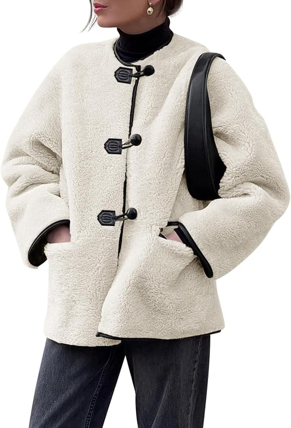 Cicy Bell Womens Faux Fur Jacket Fuzzy Coat Long Sleeve Button Front Warm Winter Outerwear with P... | Amazon (US)