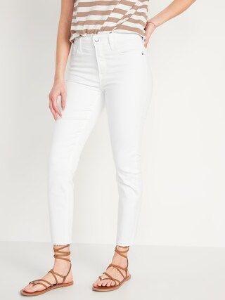 High-Waisted Rockstar Super-Skinny White Cut-Off Ankle Jeans for Women | Old Navy (US)