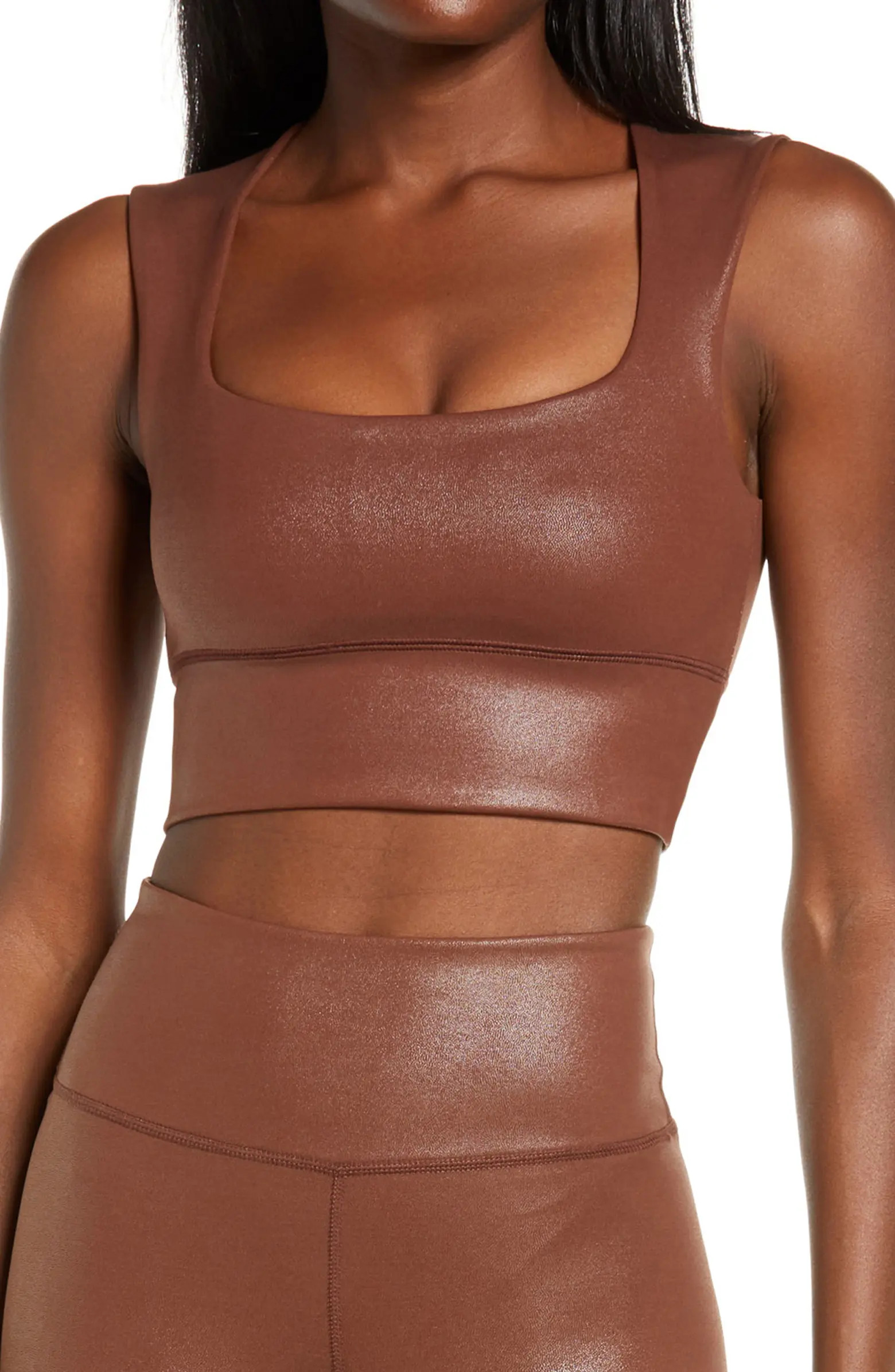IVL Collective Boomerang Faux Leather Sports Bra | Nordstrom | Nordstrom