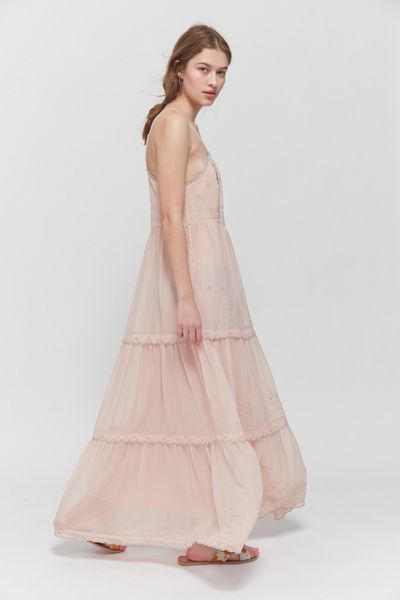 UO Hanna Embroidered Maxi Dress | Urban Outfitters (US and RoW)