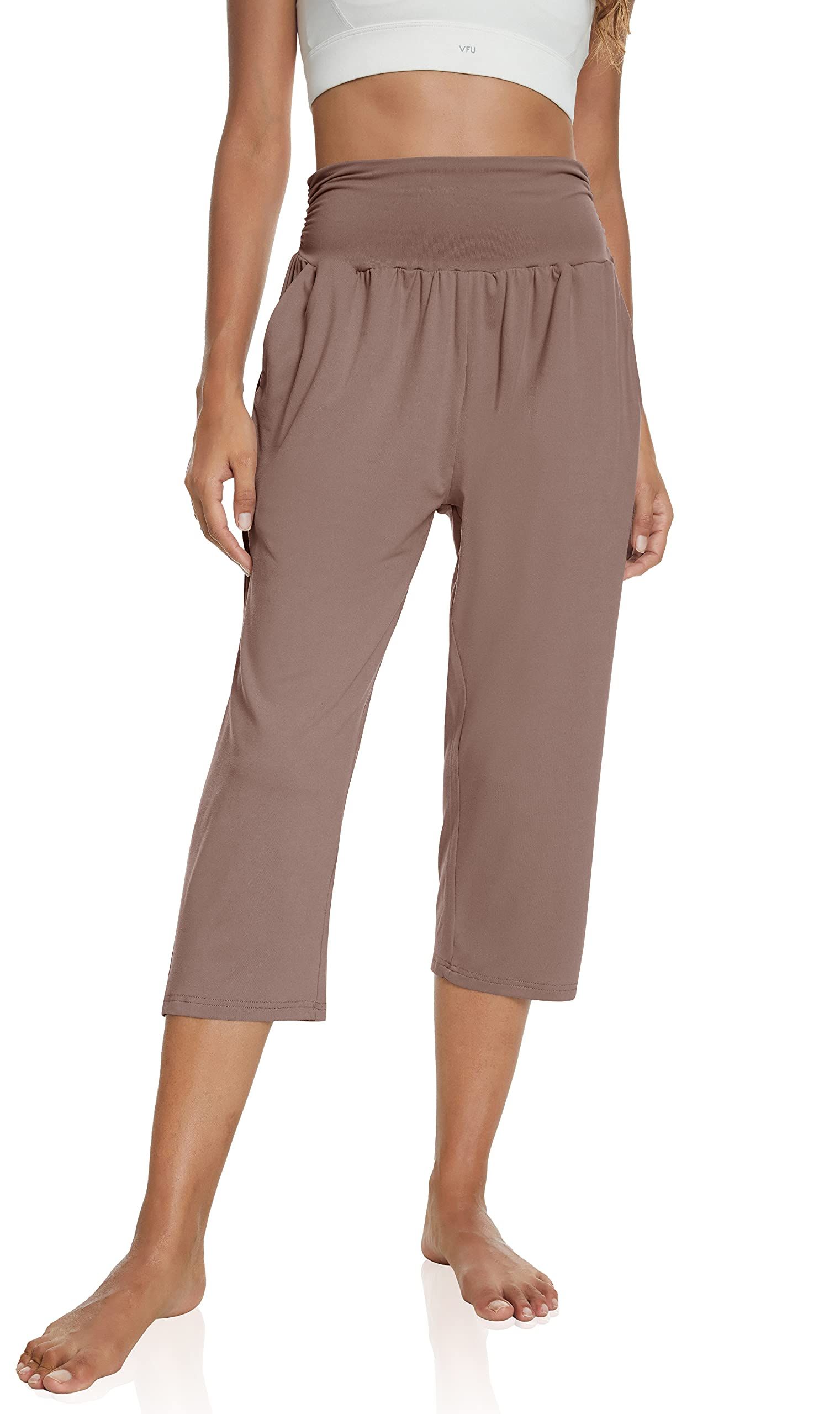 UEU Women's High Waist Capri Pants Casual Loose Fitting Yoga Pants Comfy Lounge Workout Capris Sw... | Amazon (US)