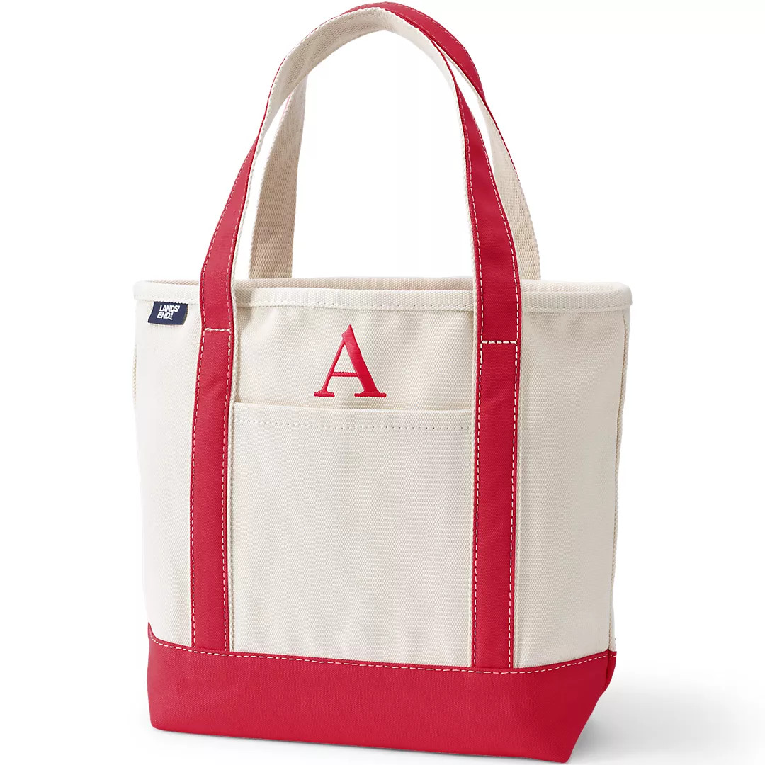 Pre-Monogrammed Letter A Canvas Tote Bag | Lands' End (US)