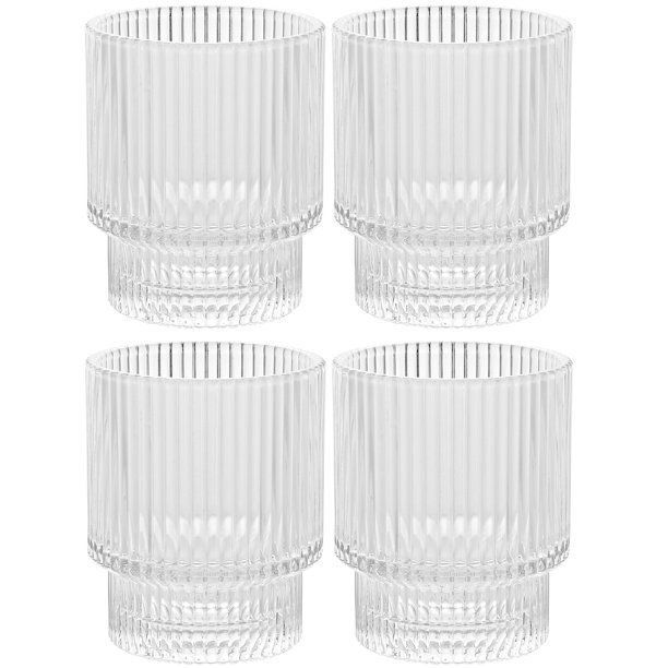 Vintage Art Deco Fluted Drinking Glasses - 9 oz Modern Kitchen Glassware Set – Old Fashion Tumb... | Walmart (US)