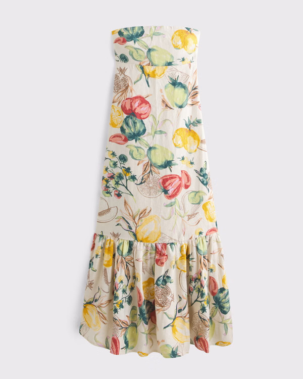 Women's Premium Linen Strapless Babydoll Maxi Dress | Women's Dresses & Jumpsuits | Abercrombie.c... | Abercrombie & Fitch (US)