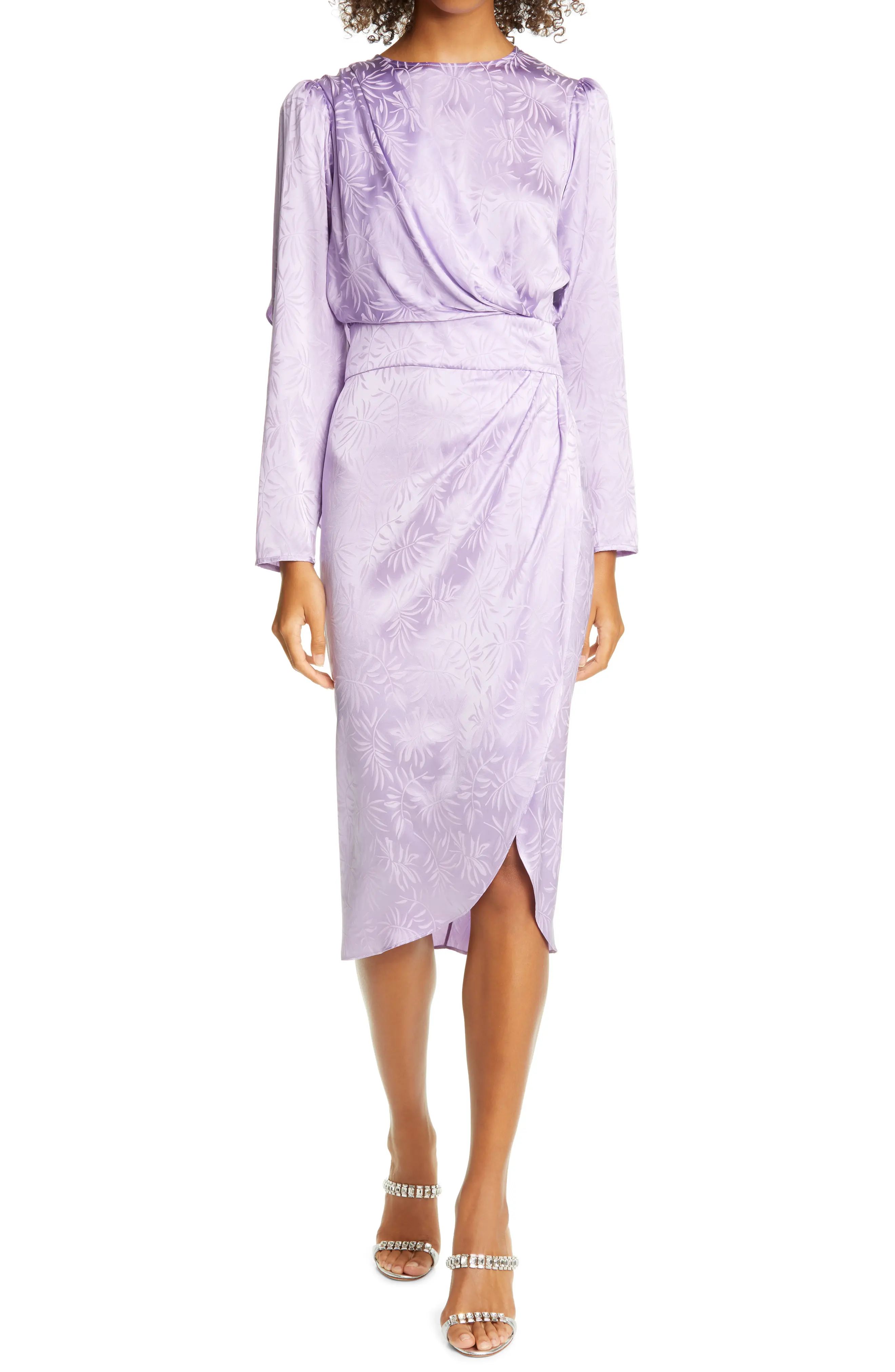 Women's Ronny Kobo Jade Long Sleeve Silk Blend Dress, Size X-Large - Purple | Nordstrom