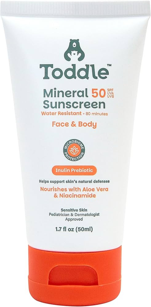 Prebiotic Mineral Sunscreen SPF 50 for Kids & Baby, Travel | Reef Safe | No White Cast | Non-Toxi... | Amazon (US)