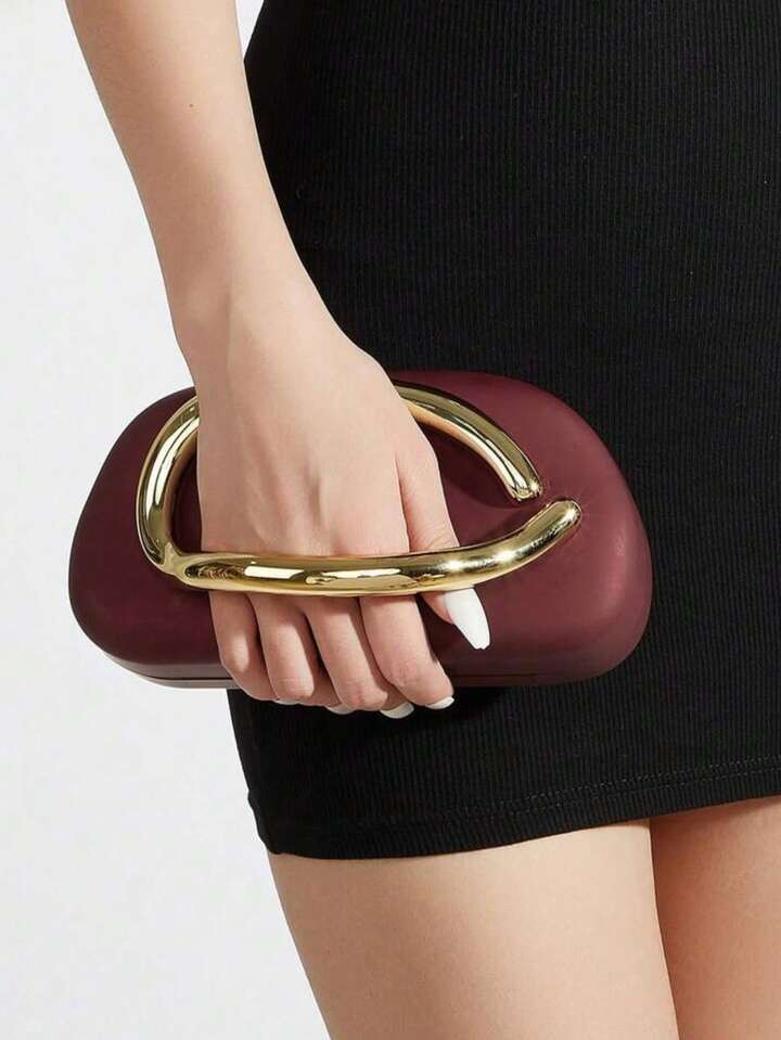Dedoo Burgundy PU Leather Clutch - Ideal For Valentine's Day, Comfortable And Fashionable, Fashion Handbag, Personalized Gift Option, Accessory 2025, Chic Style For All Occasions, Luxury Feel At Affordable Price | SHEIN
