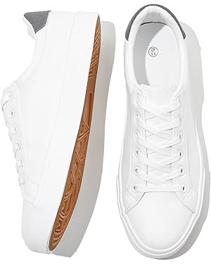 FRACORA Mens White Tennis Shoes Low Top Fashion Sneakers PU Leather Casual Shoe for Men | Amazon (US)