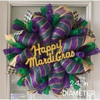Mardi Gras Wreath Purple, Green, & Gold Deco Mesh, New Orleans | Etsy (US)