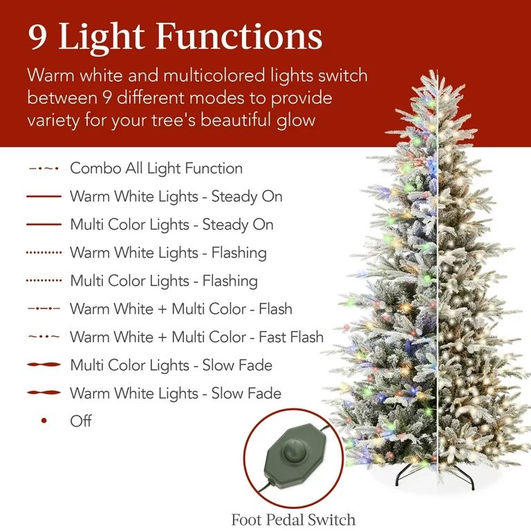 Best Choice Products 6ft Pre-Lit Flocked Artificial Aspen Noble Fir Christmas Tree w/ 1,350 Branc... | Walmart (US)