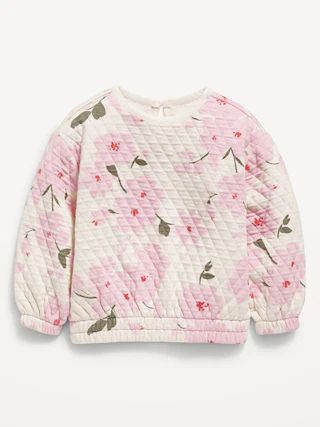 Printed Crew-Neck Quilted Sweatshirt for Toddler Girls | Old Navy (US)