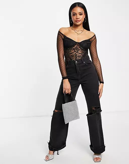 I Saw It First longsleeve lace bodysuit with lace detail in black | ASOS (Global)