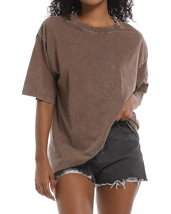 BINTEHGS Oversized Grunge Vintage t Shirts for Women Short Sleeve Cotton Casual Baggy Tees Teens ... | Amazon (CA)