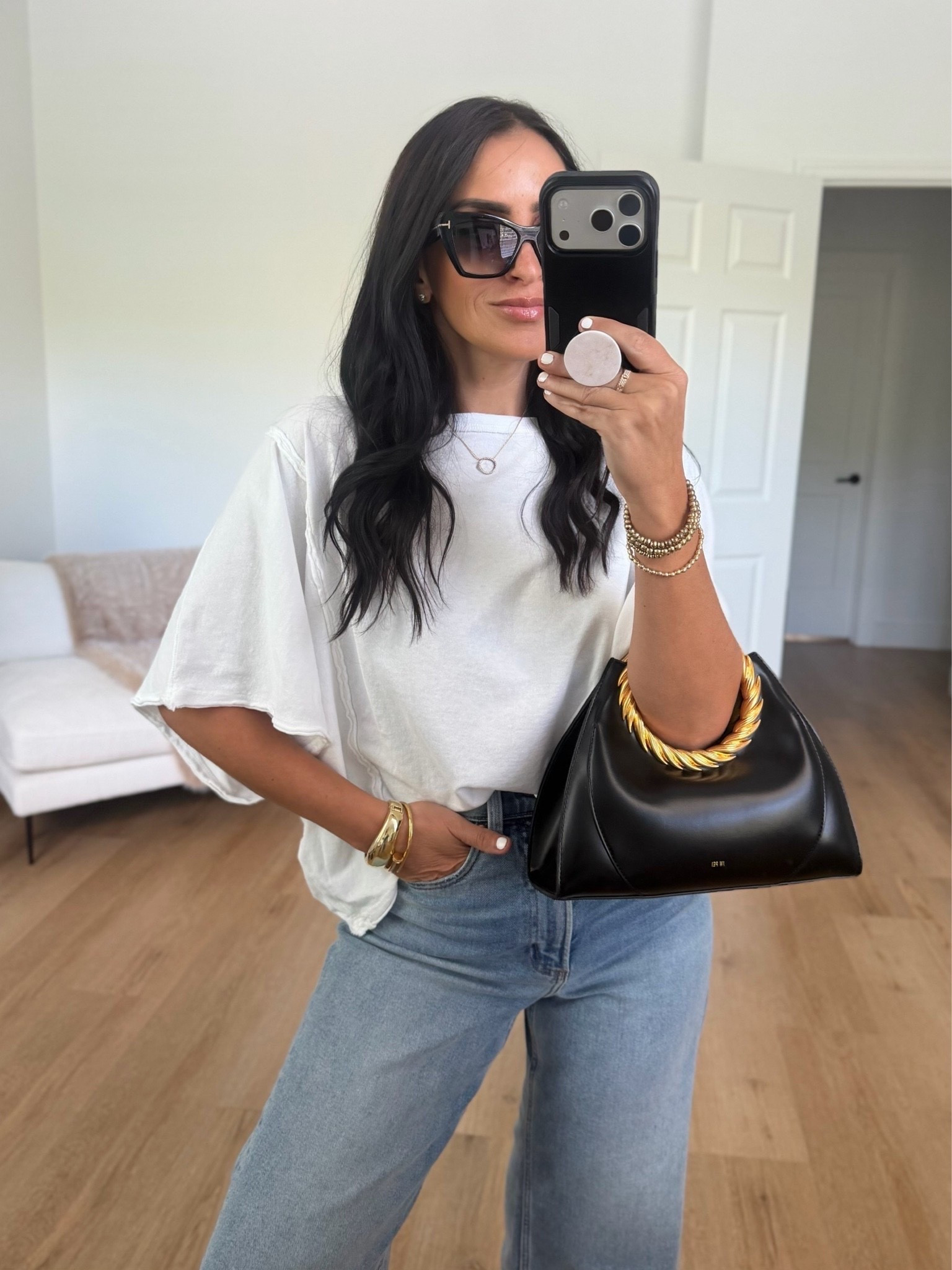 Free people we the free next level white tee wearing size small. Pistola jeans wearing size 27