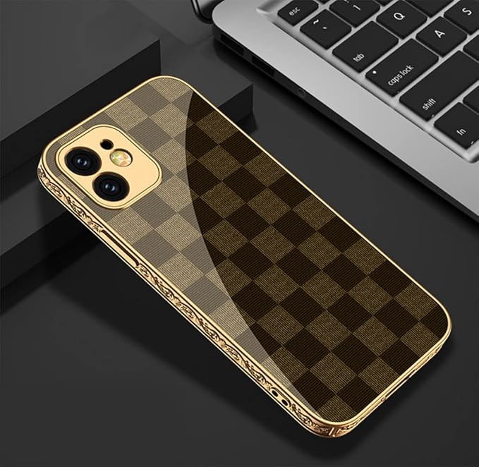 Newbyle Phone Case for iPhone 12 with Tempered Glass Screen Protector,Embossed Frame Fashionable ... | Amazon (US)