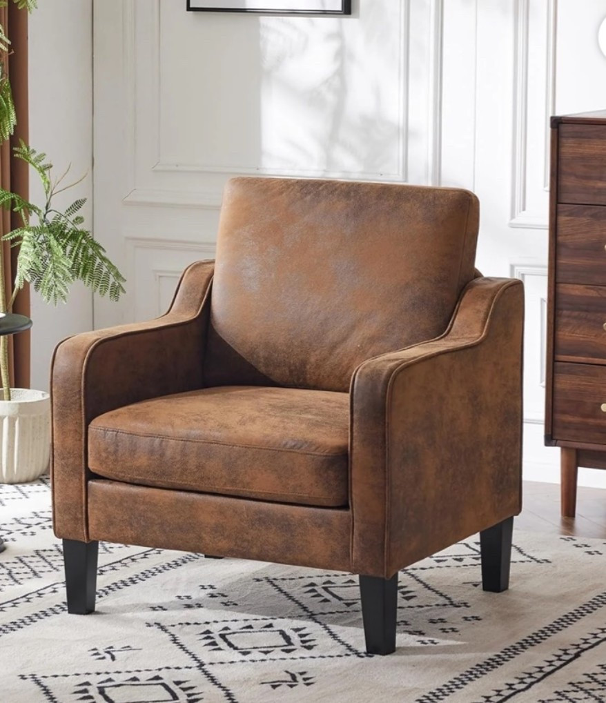 Matladin Chenille Fabric Accent Chair with Scooped Arms, Mid Century Modern Upholstered Armchair, Single Sofa for Living Room, Apartment, Office

#LTKHome