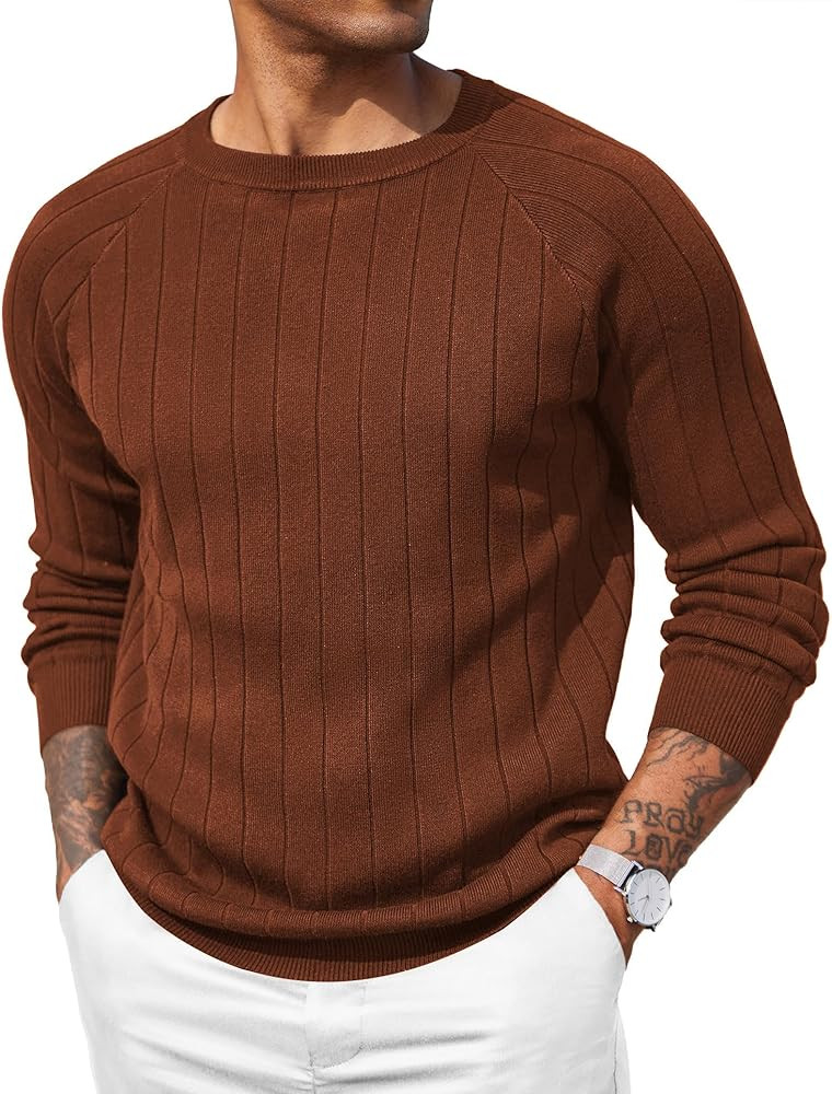 COOFANDY Men Dress Sweater Long Sleeve Crew Neck Sweater Slim Fit Business Casual Pullover Sweate... | Amazon (US)
